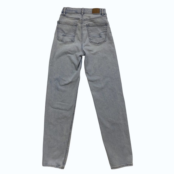 American Eagle Highest Rise Baggy Straight Jeans Light Wash Blue Womens 000 Reg - Picture 2 of 12